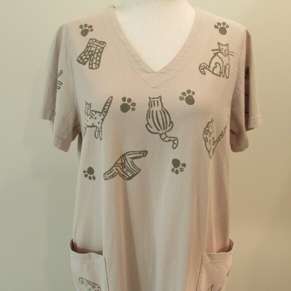 Vintage Viva City Beige Cats/Clothes Cotton Maxi Pockets XL - Picture 2 of 16